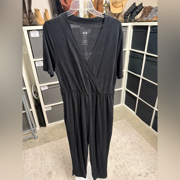 Beyond Yoga All Wrapped Up Black Women's Jogger Leg Modal Jumpsuit - Picture 3 of 11